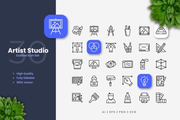 Artist Studio Icons: Graphics and Icons for Creative Design