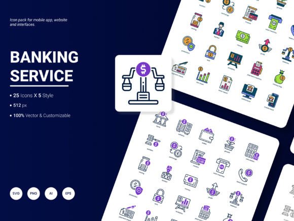 Banking Service Icon Pack for Graphics and Icons