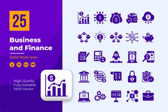 Business and Finance Icon in Glyph Style