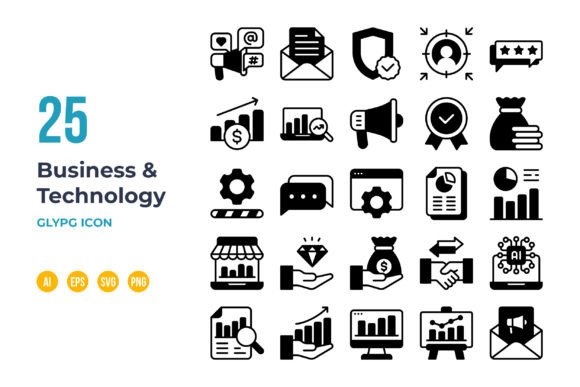 Business and Technology Icon in Glyph