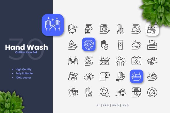 Hand Wash Icons for Creative Crafts