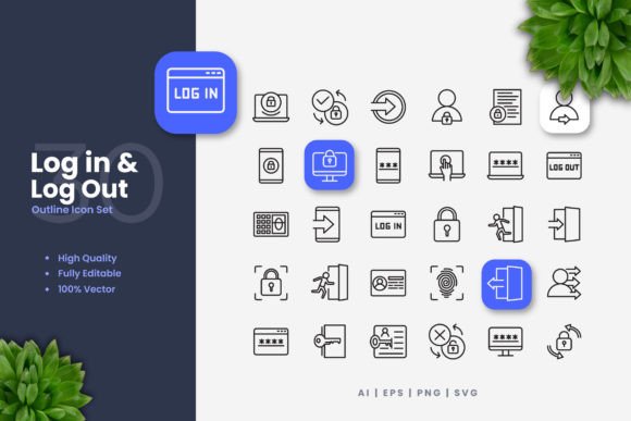 Log in and out Icons: Graphics and Icons for Real Projects