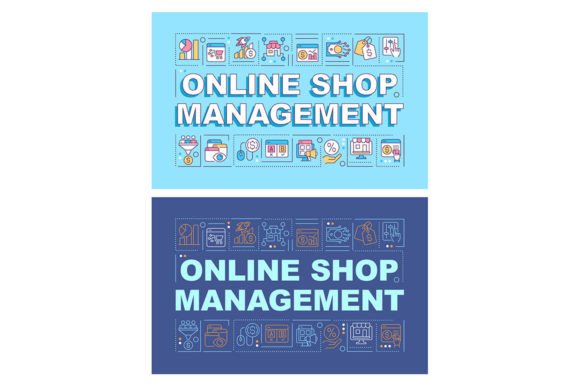 Online Shop Management Word Banner Set