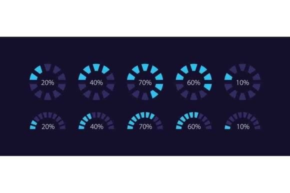 Radial Wheel Progress Infographic Set for Graphics and Infographics