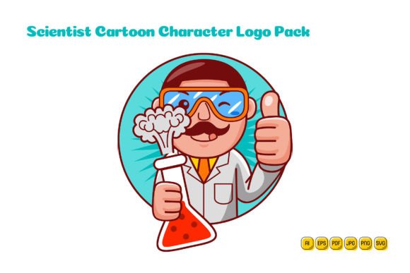 Scientist Cartoon Character Logo 04: Graphics and Logos for Digital Sellers