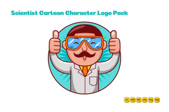 Scientist Cartoon Character Logo 06: Graphics and Logos for Creative Publishing