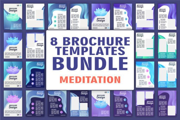 Yoga Studio Blank Brochure Template Set: Graphics for Branding